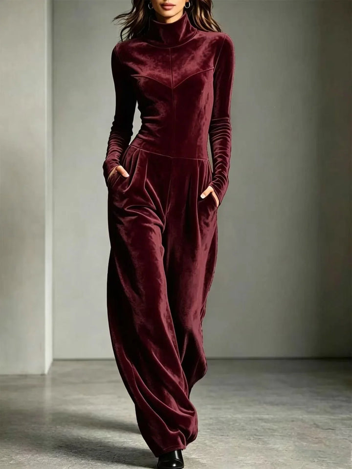 Aurelia Velvet High Neck Jumpsuit
