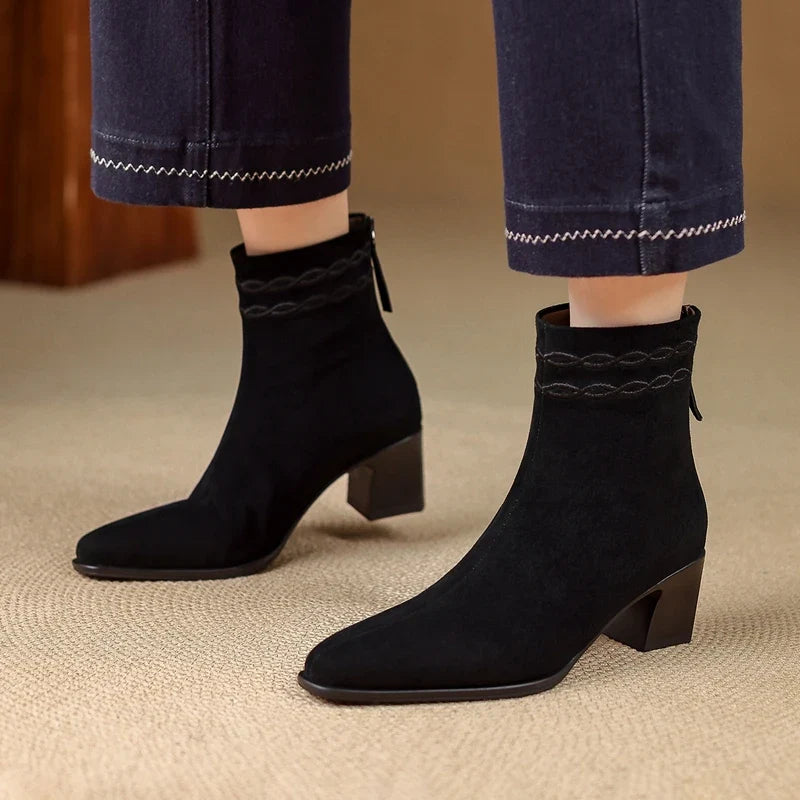 Adeline Square Toe Ankle Boots