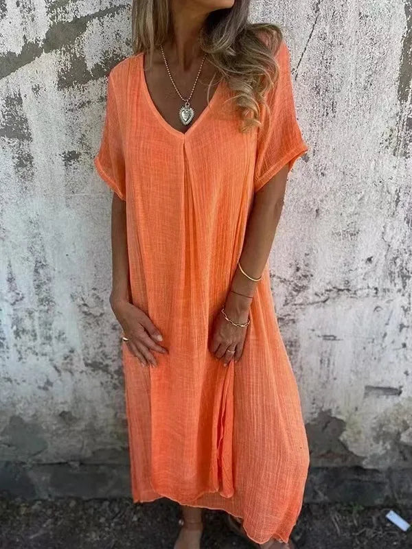 Alenza Casual V Neck Maxi Dress