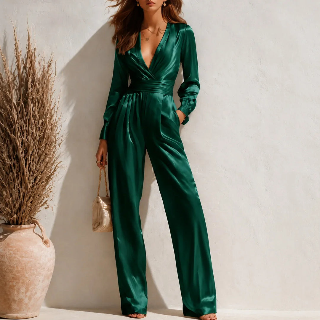 Lenara Satin Wide Leg Jumpsuit
