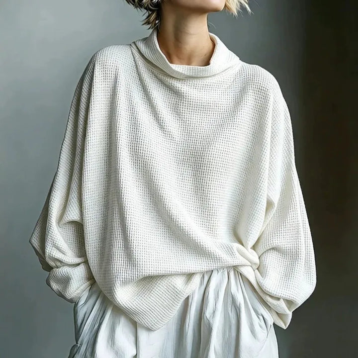 Genevieve Waffle Knit Funnel Top