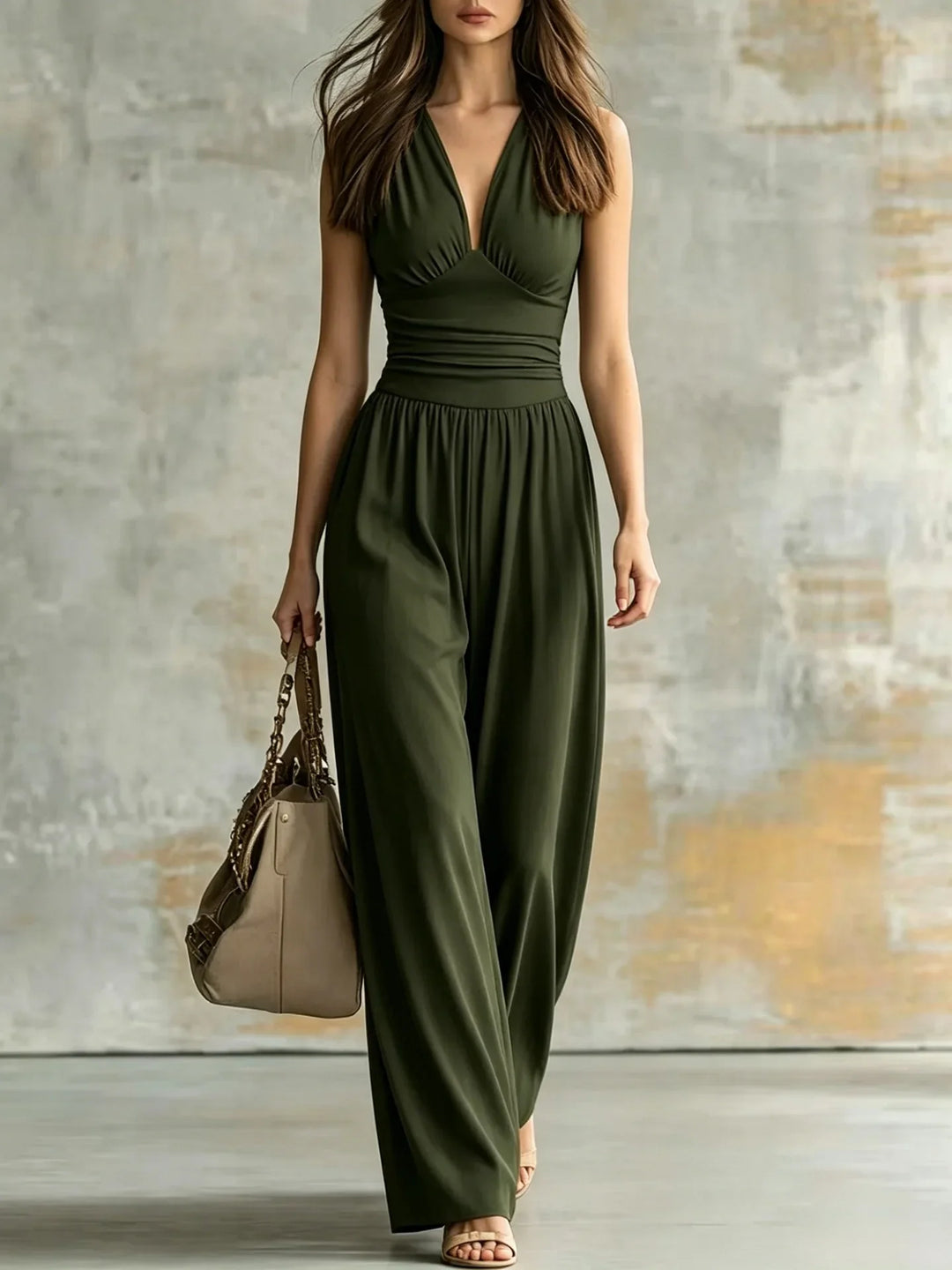 Helena Figure Flattering V Neck Jumpsuit
