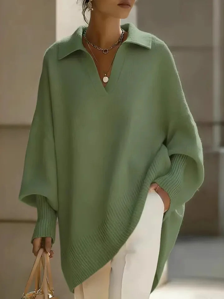 Ava Oversized V Neck Knit Sweater
