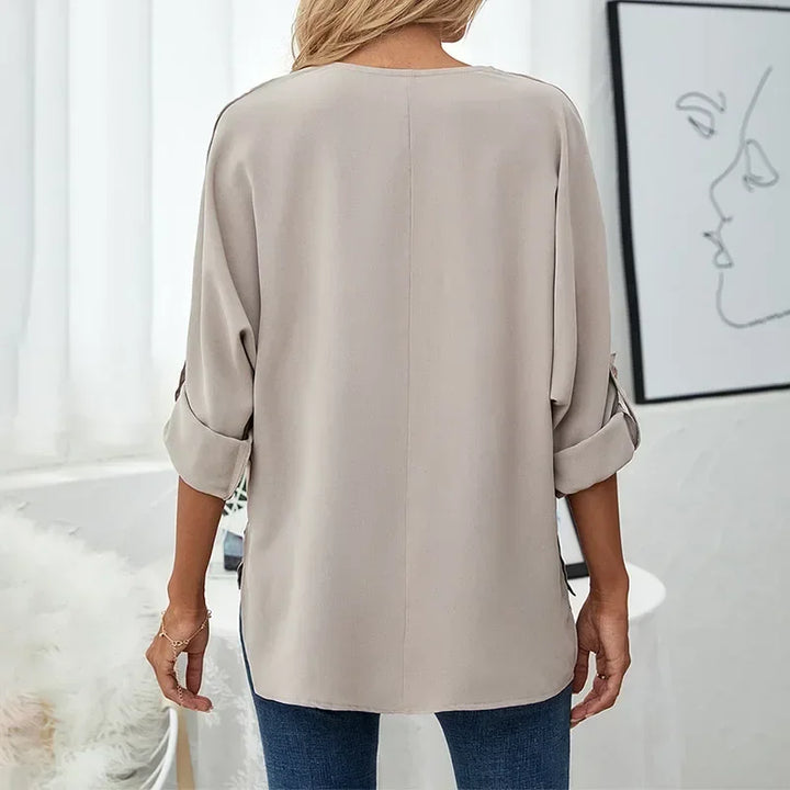 Meredith Pleated V Neck Blouse