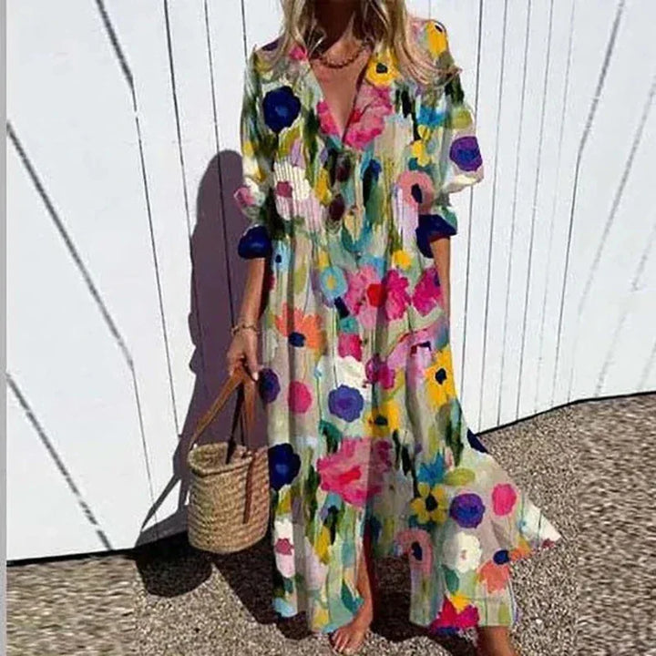 Aurevia Casual Printed Long Sleeve Maxi Dress