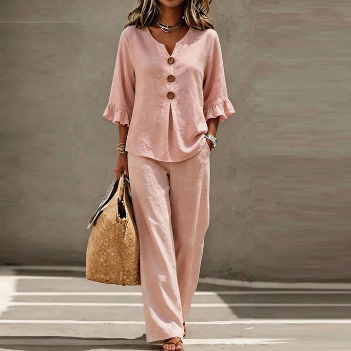 Lillana Ruffle Sleeve Top and Pants Set