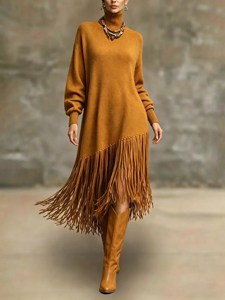Marselle Fringe Knit Midi Dress