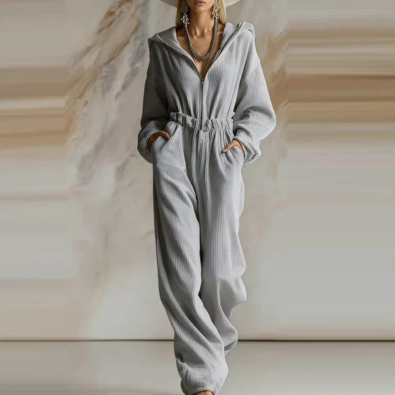 Elora Ribbed Hooded Jumpsuit