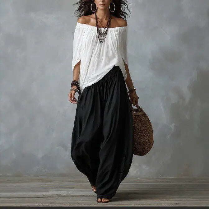 Josephine Bohemian Off Shoulder Harem Pants Set