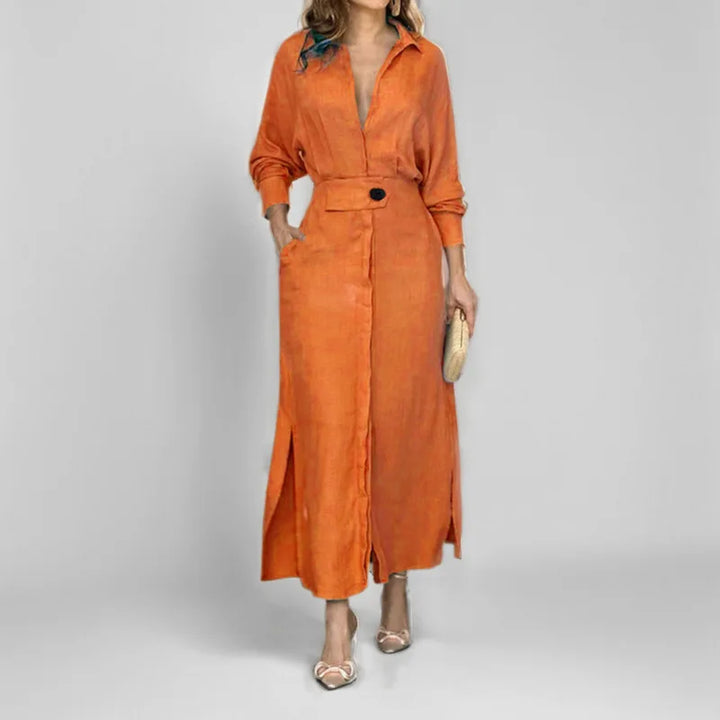 Isabella V Neck Maxi Shirt Dress