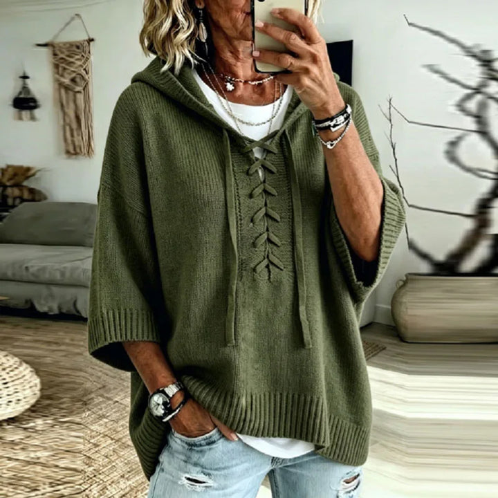 Lucelle Lace Up Hooded Pullover