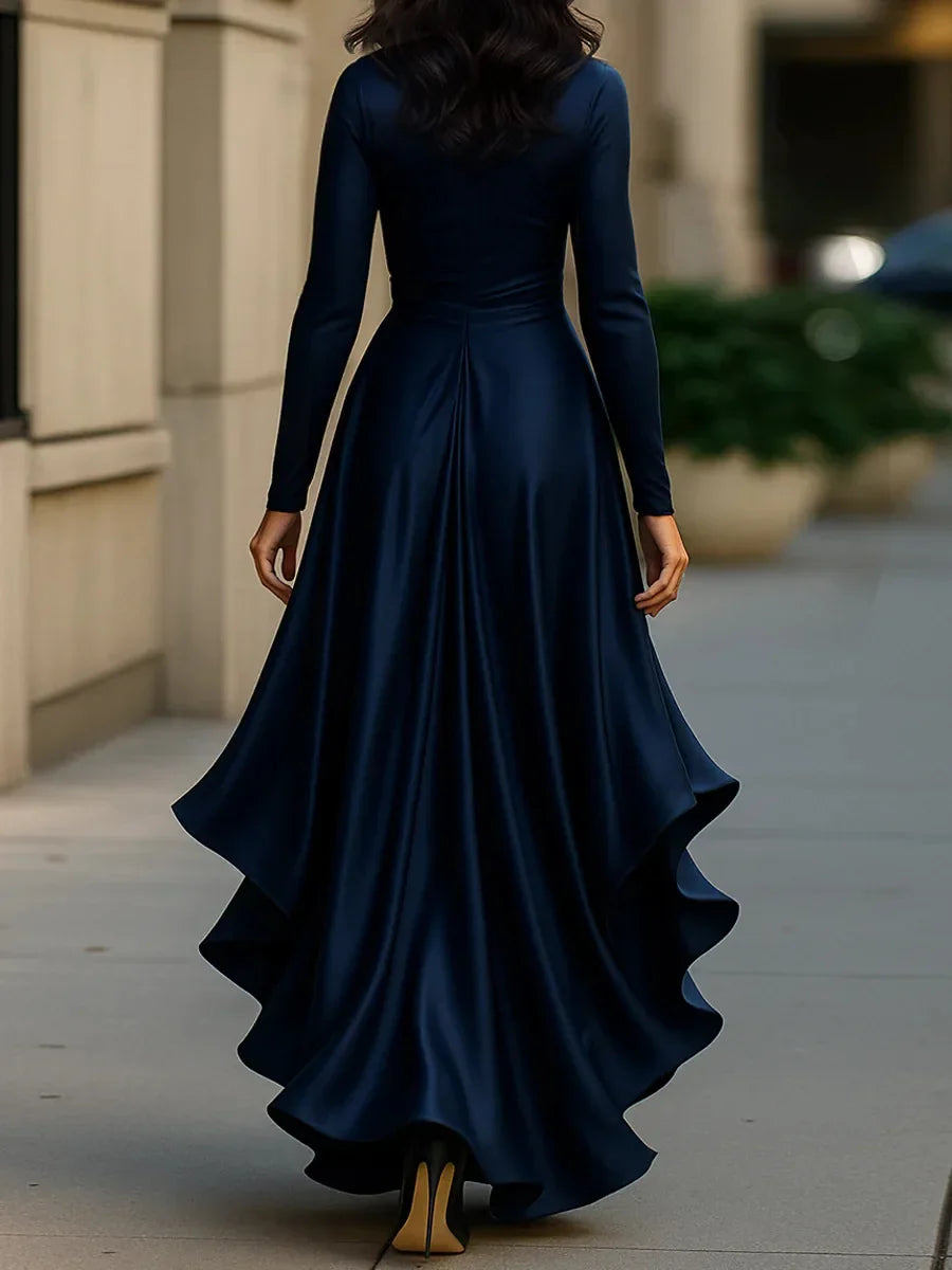 Tressa Ruffle Satin Maxi Dress