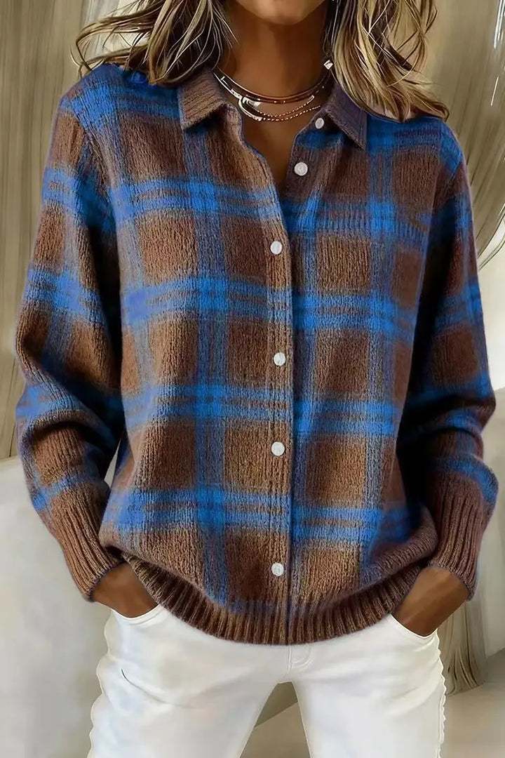 Fiona Plaid Knit Cardigan