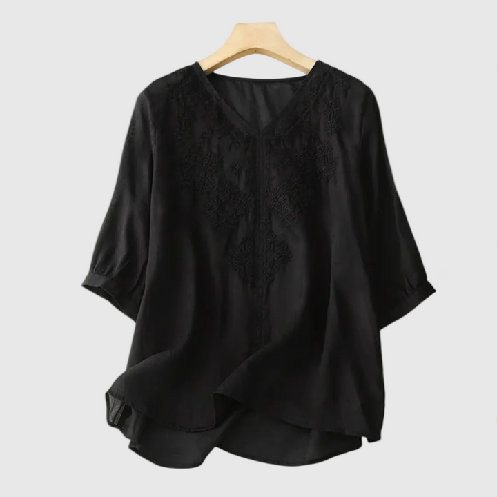 Amoriah Embroidered Linen Blouse