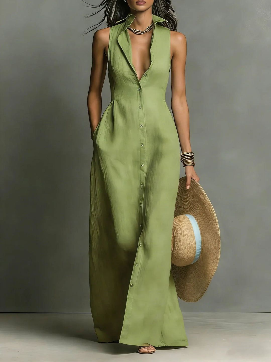 Andrea Elegant Lapel Shirt Dress