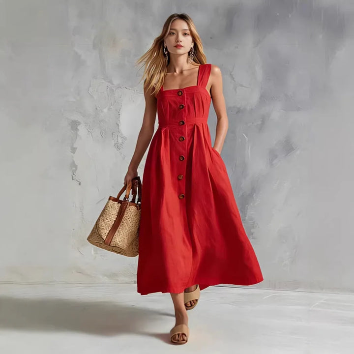 Laureen Linen Button Maxi Dress