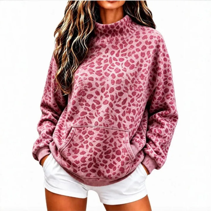 Ines Mock Neck Leopard Pullover