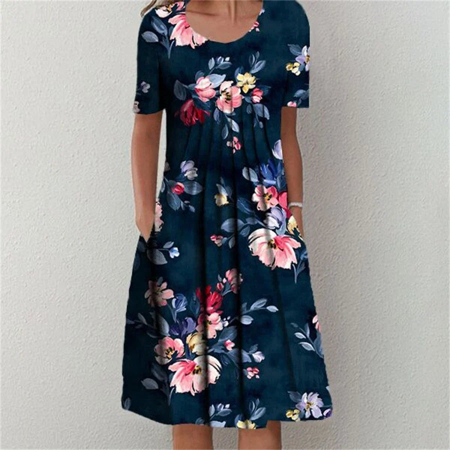 Vionelle Floral Short Sleeve Midi Dress