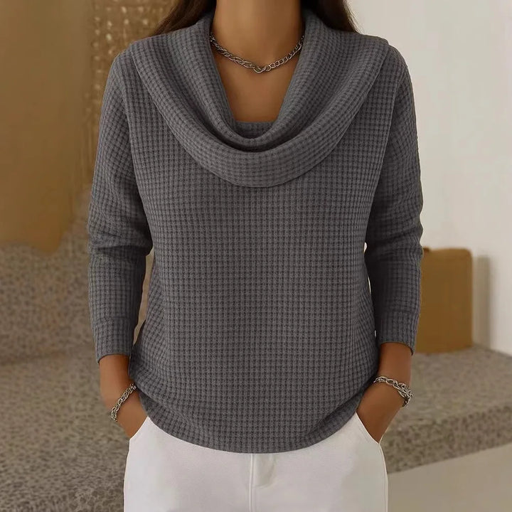 Sabine Cowl Neck Waffle Top