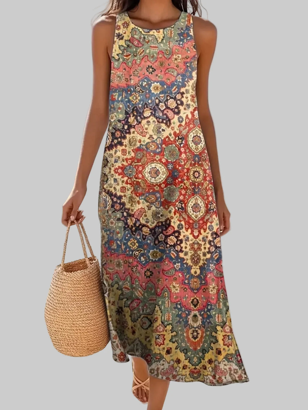 Aviora Bohemian Floral Midi Dress