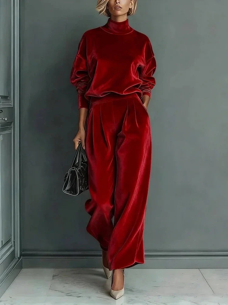 Camille High Neck Velvet Set