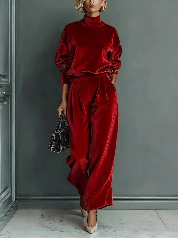 Camille High Neck Velvet Set