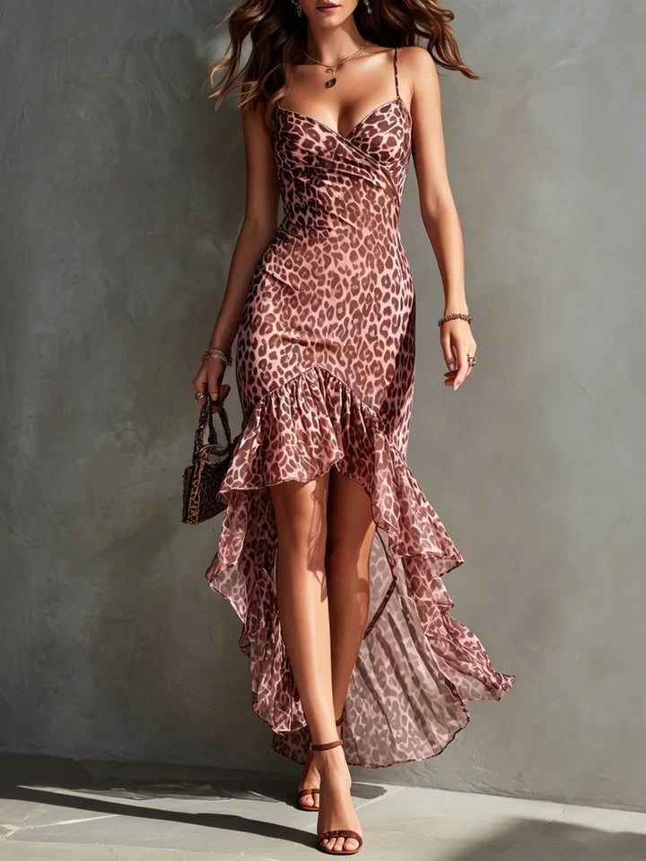 Tessa Leopard Print Chiffon Midi Dress