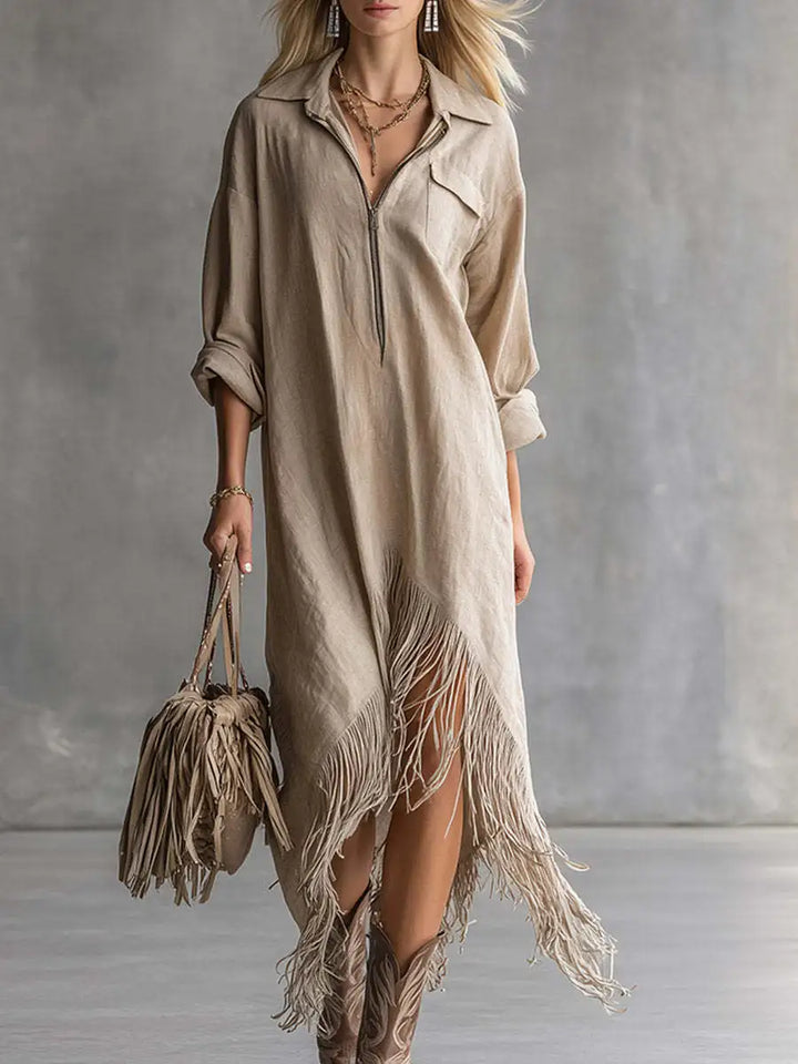 Layla Fringe Hem Midi Dress
