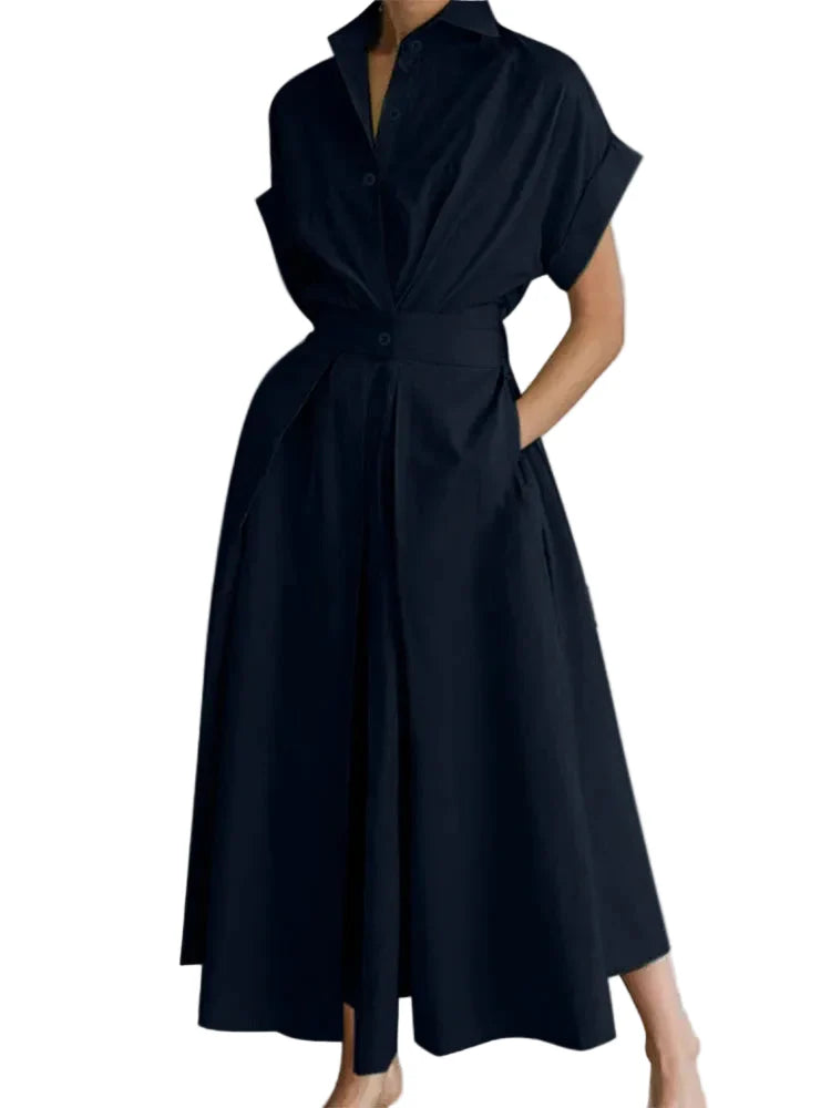 Brielle Relaxed Short Sleeve Midi Dress