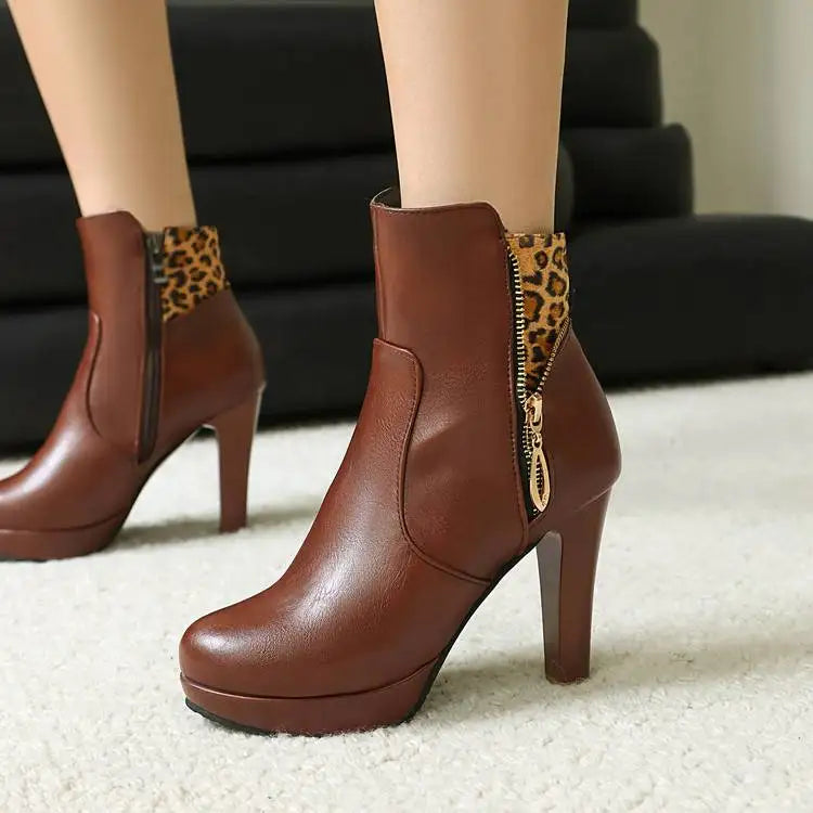Marisole Leopard Panel Ankle Boots