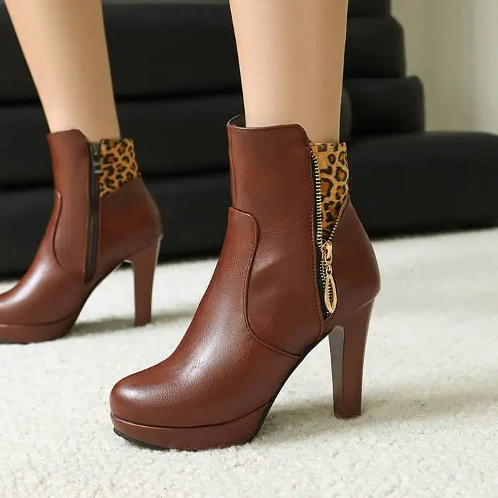 Marisole Leopard Panel Ankle Boots