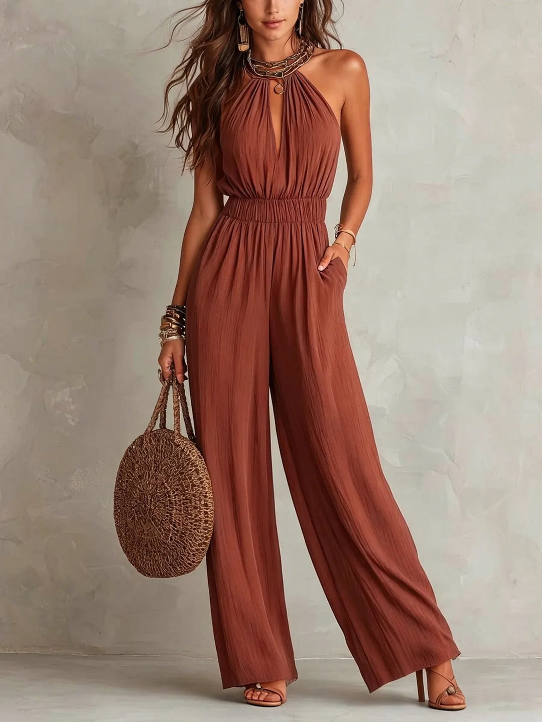 Avelisse Halter Wide Leg Jumpsuit