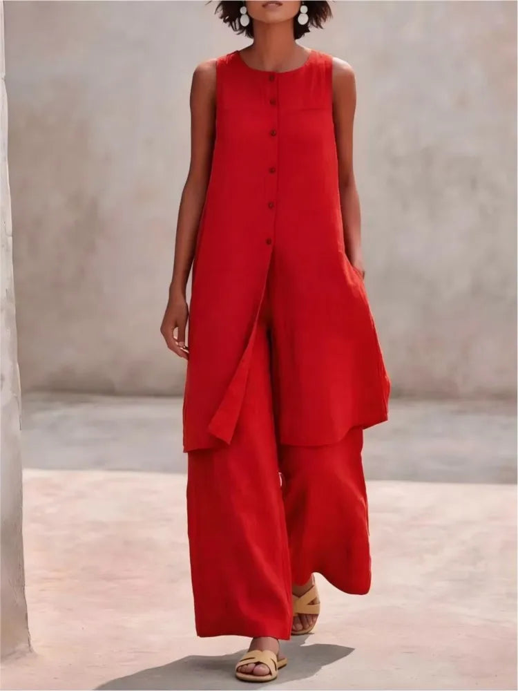 Maelis Casual Layered Trouser Set