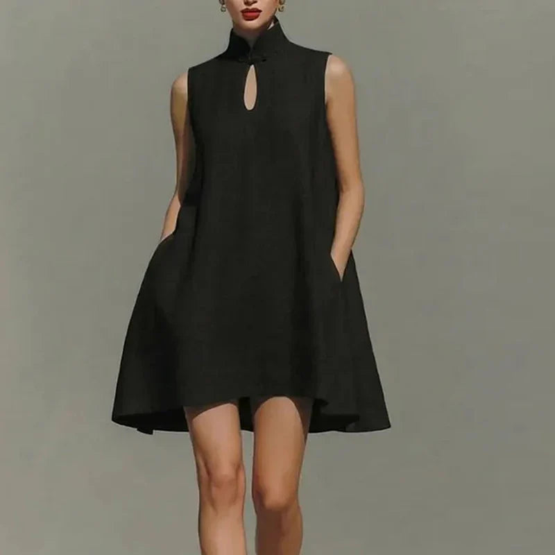 Tamar Pocket Detail High Neck Mini Dress