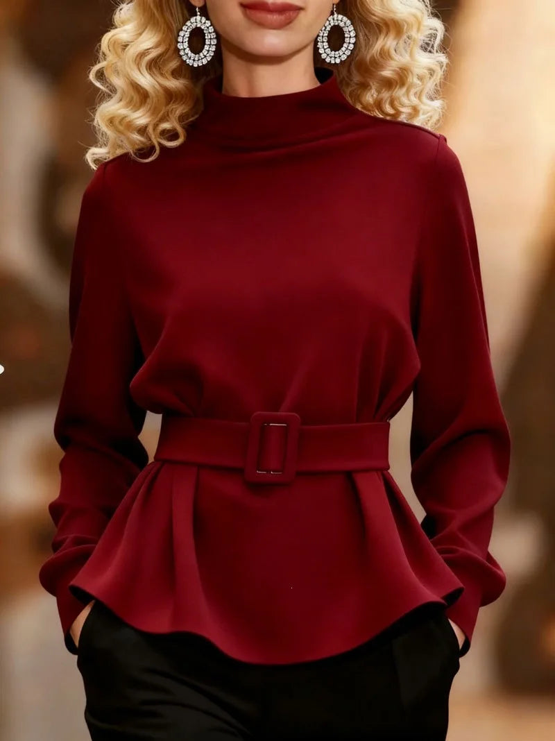 Liora Mock Neck Peplum Top