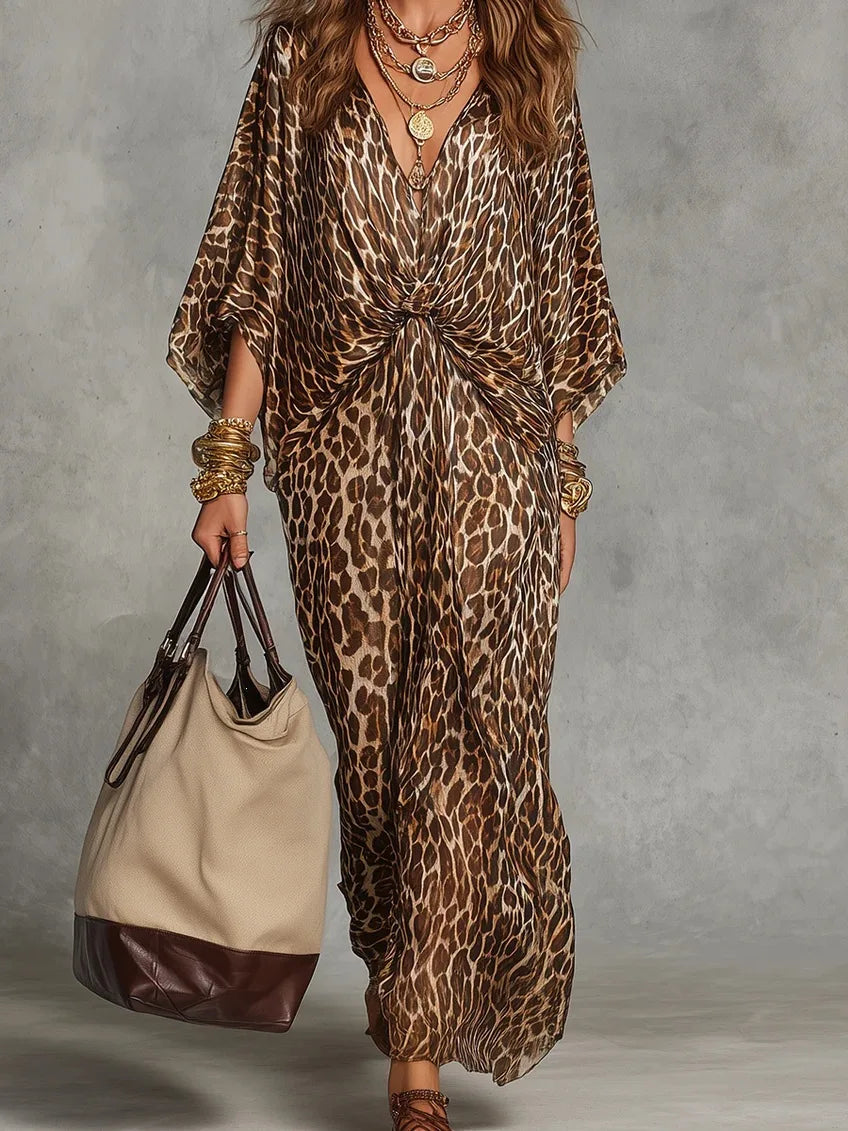 Gloria Leopard Print Wrap Maxi Dress