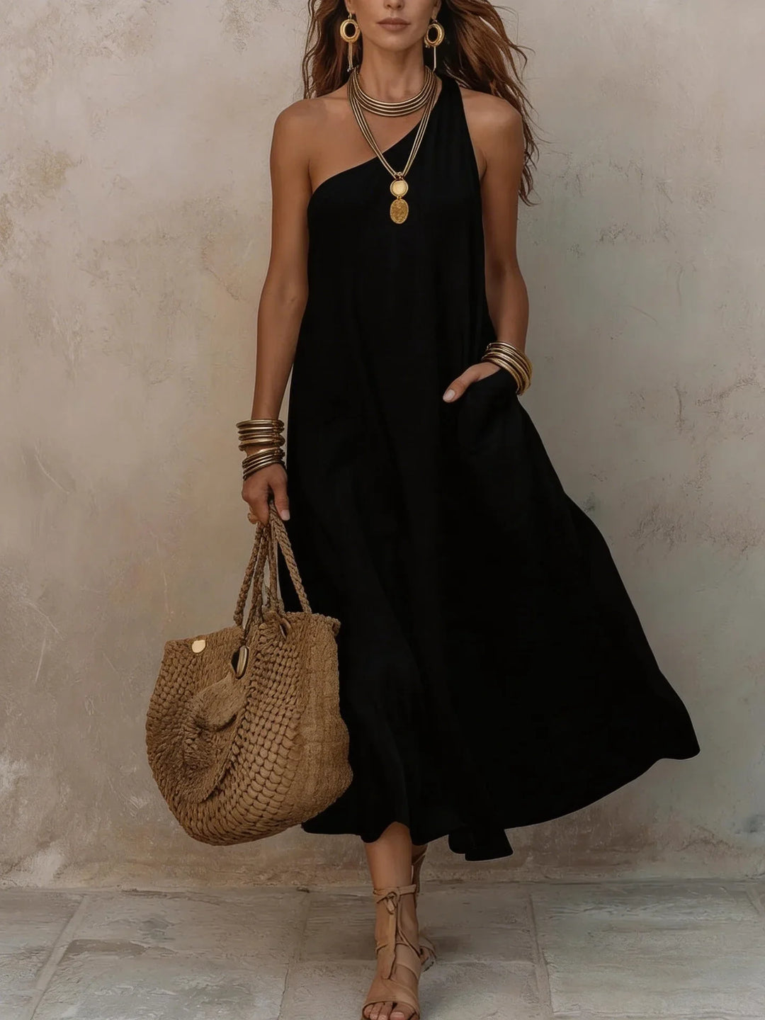 Annika Asymmetrical Midi Dress