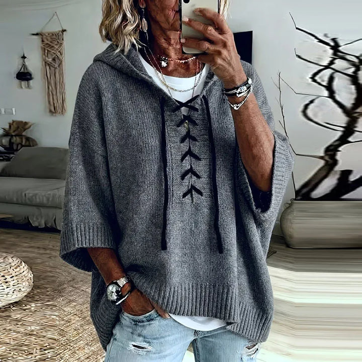 Lucelle Lace Up Hooded Pullover