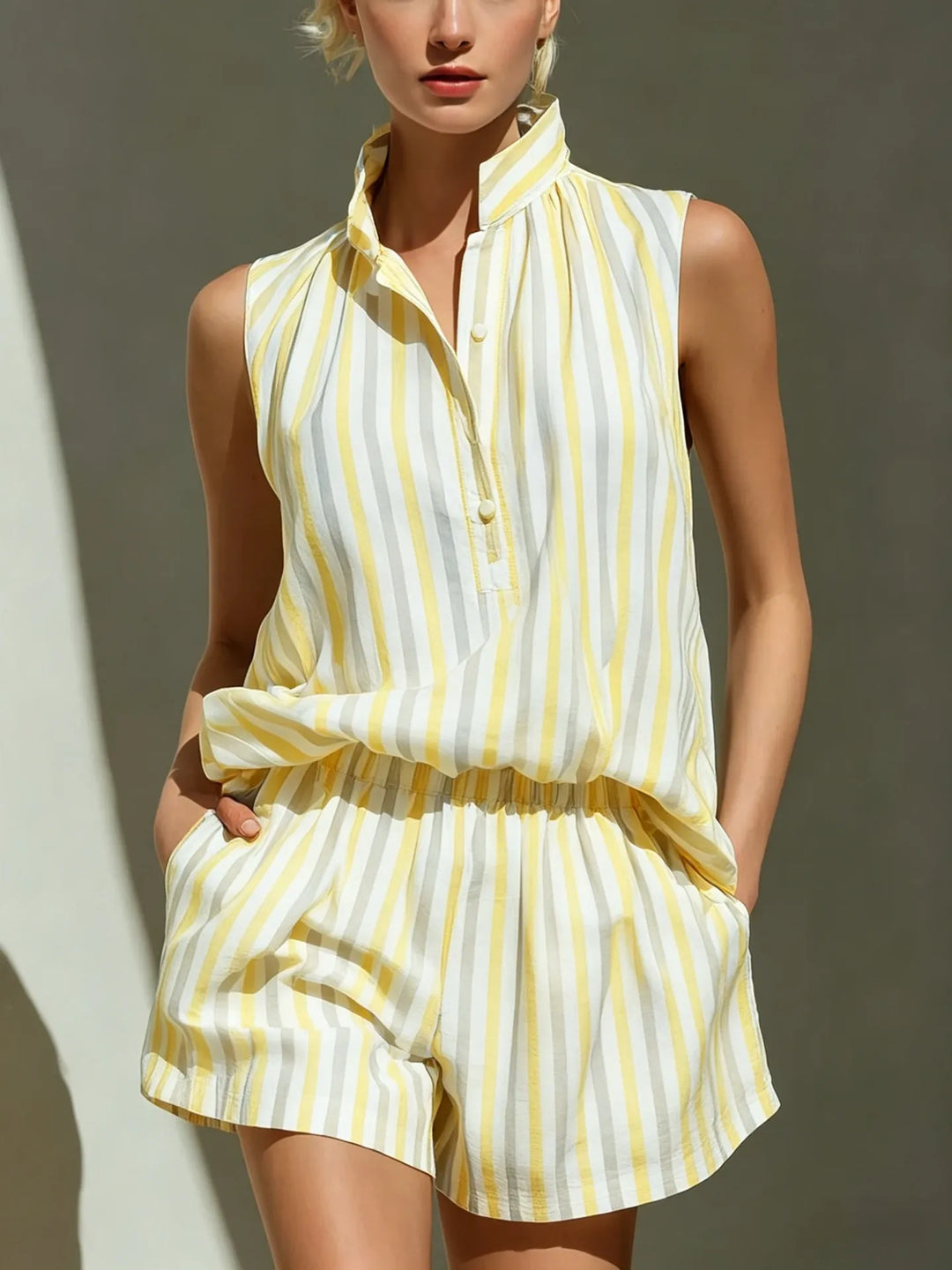 Chiara Striped Vest And Shorts Co-Ord Set