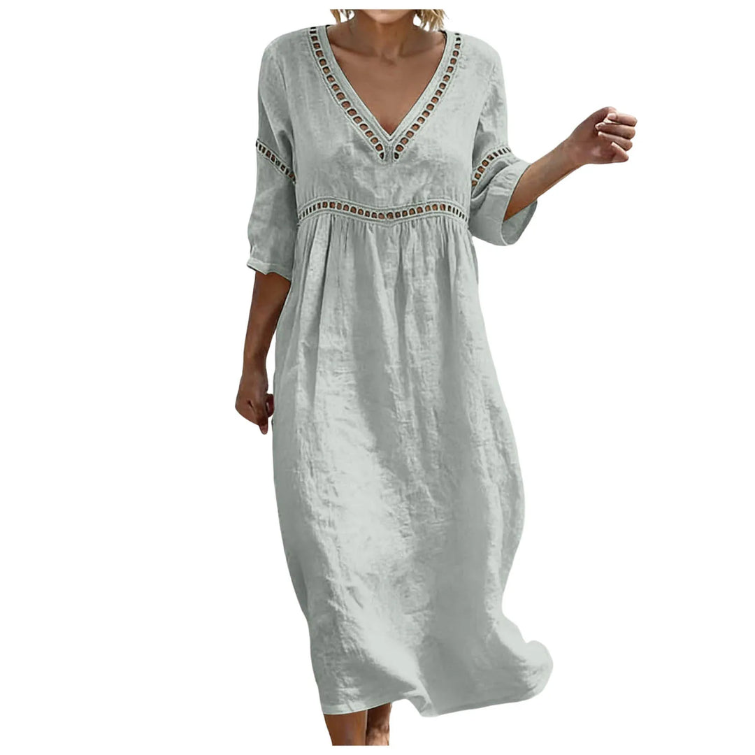Noemi Embellished V Neck Boho Maxi Dress