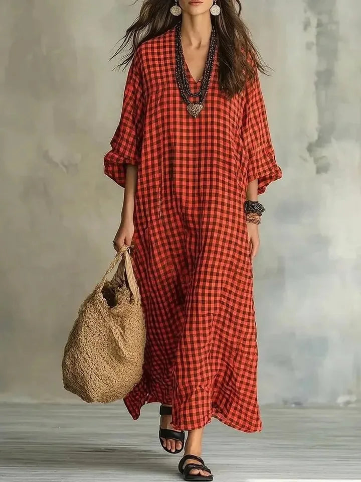 Hailey Relaxed Plaid Maxi Dress