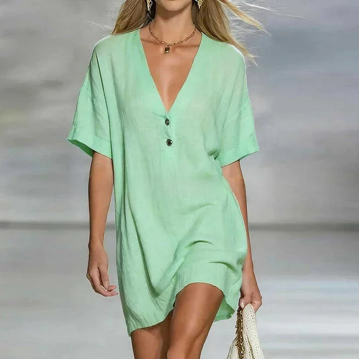 Lana V Neck Linen Shirt Dress