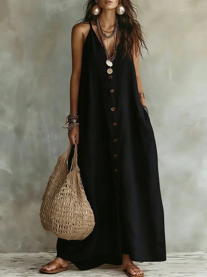 Vesna Breathable Sleeveless Linen Maxi Dress