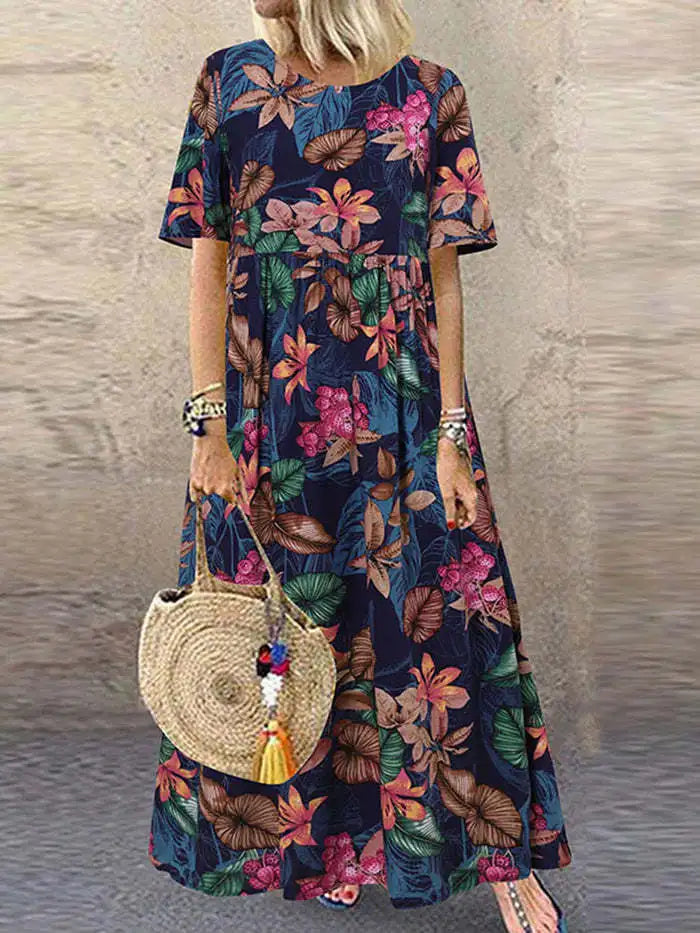 Solviae Vintage Floral Maxi Dress