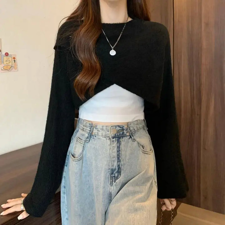 Genevra Crisscross Crop Sweater