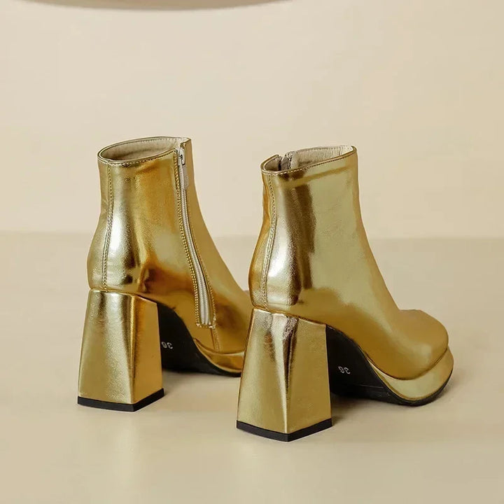 Aria Metallic Platform Ankle Boots