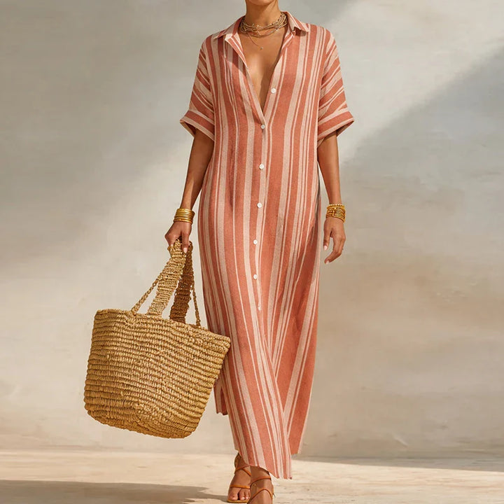 Celeste Linen Long Shirt Dress