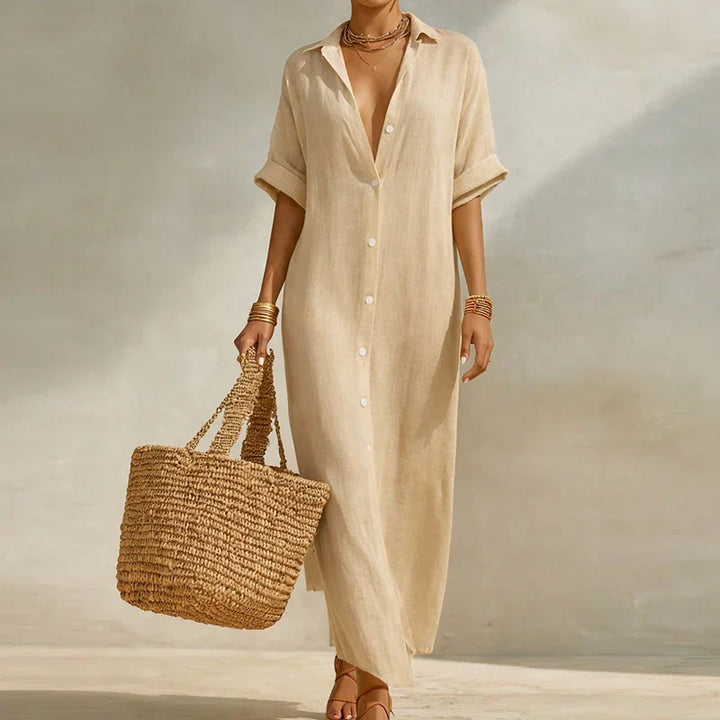 Celeste Linen Long Shirt Dress