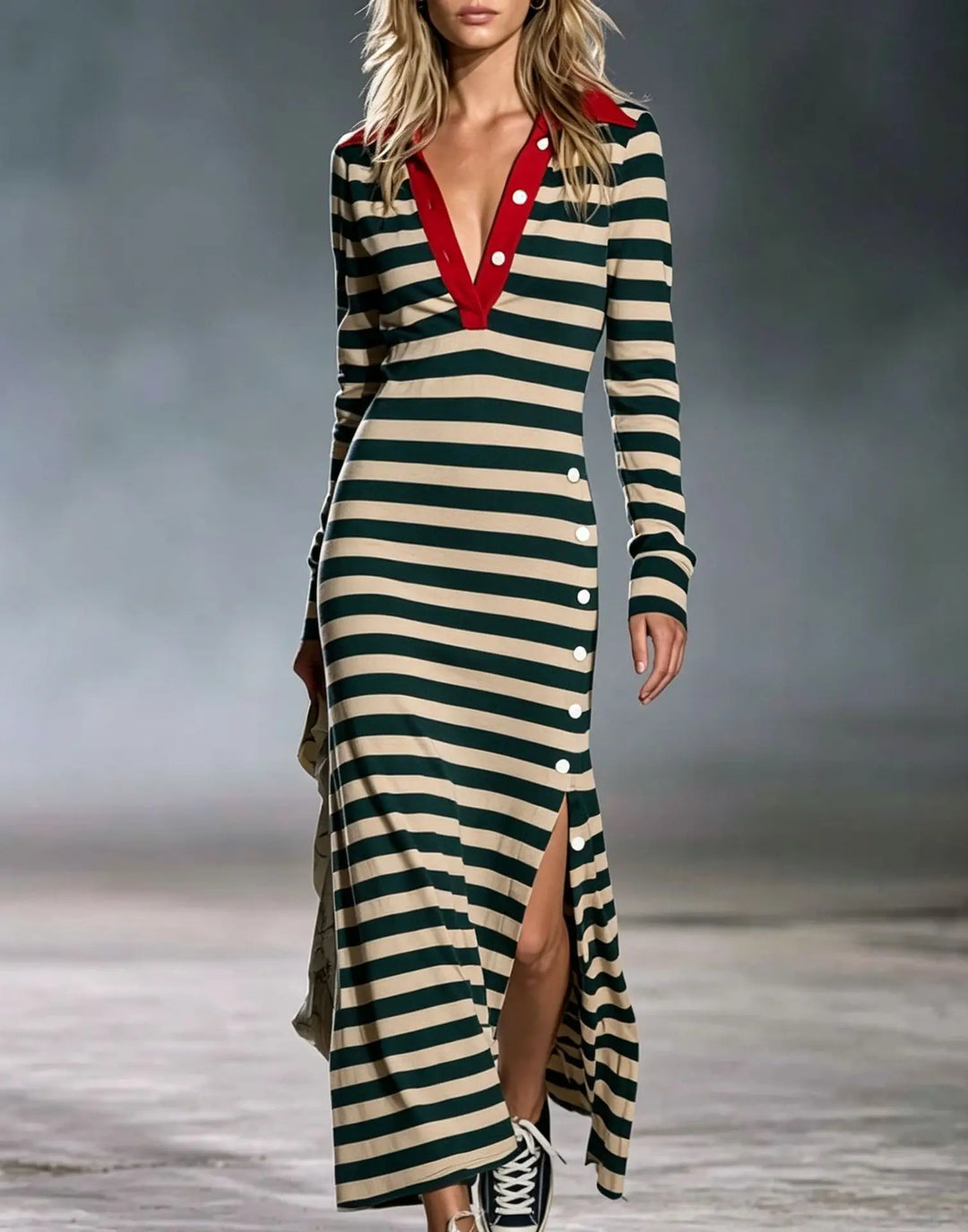 Victoria V Neck Stripe Dress