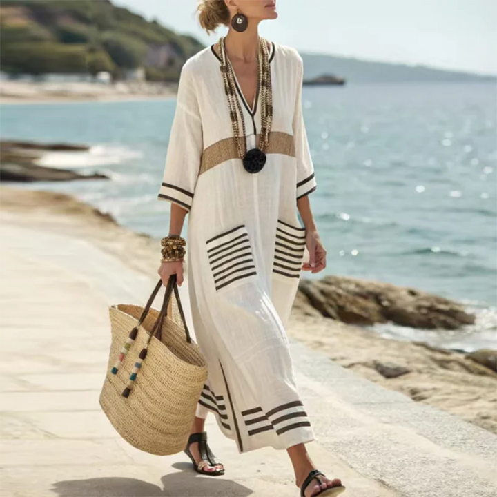 Valentine Striped Kaftan Dress
